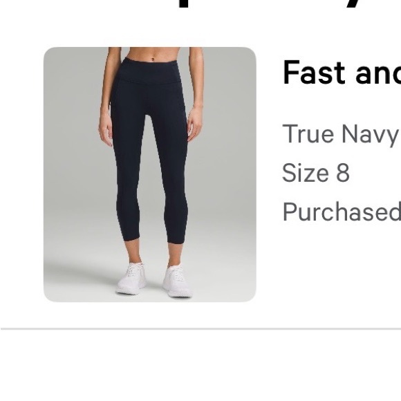 lululemon Navy Fast and Free Leggings - Picture 3 of 4